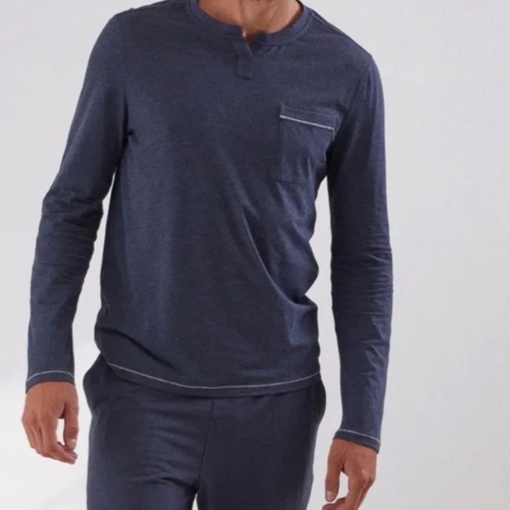 NEW LAHGO by Lunya Restore Long Sleeve Henley GREY